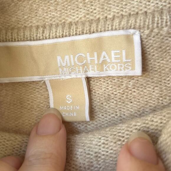 Michael Kors Merino Wool Baby Alpaca Turtleneck Striped Sweater Size Small - Picture 2 of 3